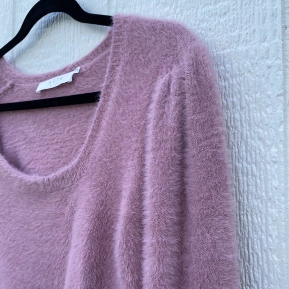 ASTR the Label Square Neck Faux Fur Fuzzy Sweater Pink Size Large - Picture 5 of 8